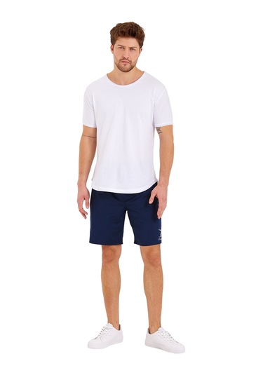 Adams Erkek Reflektör Logo Regular Fit Cepli Spor Şort Navy