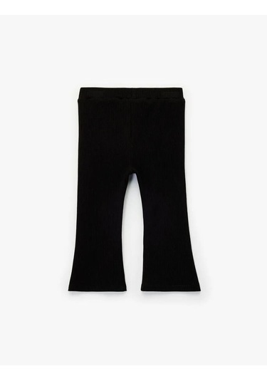 Koton Düğme Detaylı Pamuklu İspanyol Paça Siyah Kız Bebek Tayt 6wmg40023ak Siyah