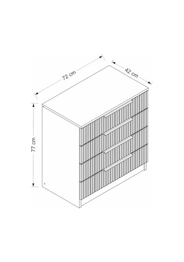 Kale Plus Şifonyer 4 Çekmece Antrasit Mebran Çizgili