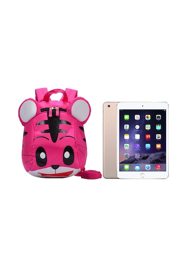 Wezone 1-3 Yaş Çocuk Nylon Sırt Çantası, Güven Kemerli 3d Kaplan Desenli, Oyuncak/kitap Taşıma, Dayanıklı Ve Konforlu, Pembe Kırmızı