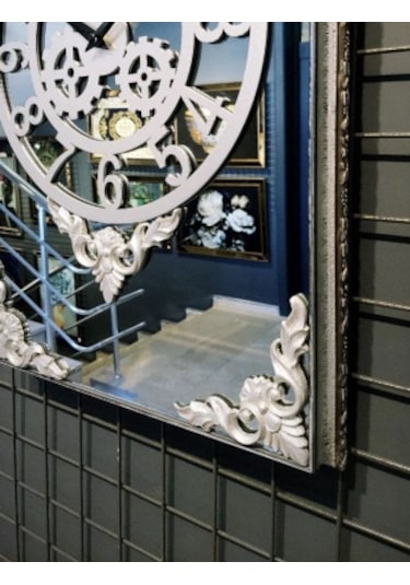 Bymelekoğlu 3'lü Çerçeveli Aynalı Takım Saati Duvar Saati Gümüş