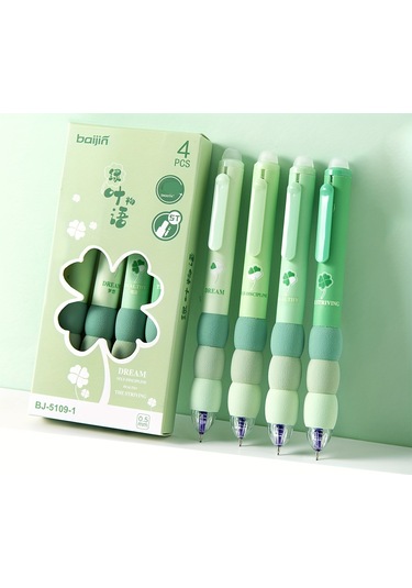 Tcherchı 4 Parça Sevimli Karikatür Silinebilir Jel Kalemler, 0,5 Mm - Yeşil