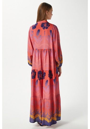 Modest Kadın Clara Pembe %100 Viskon Maksi Boy Uzun Elbise