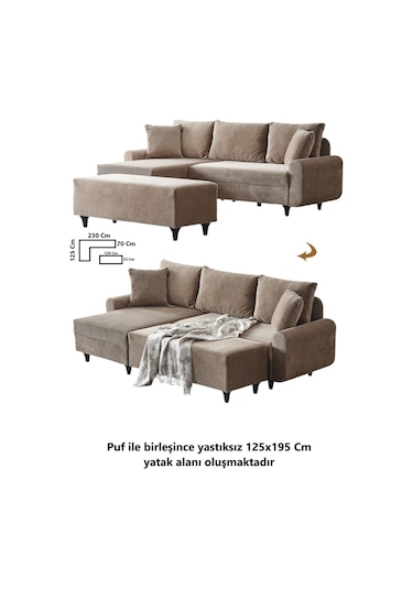 Kagu Corner Flavia Köşe Takımı Puflu Kahverengi