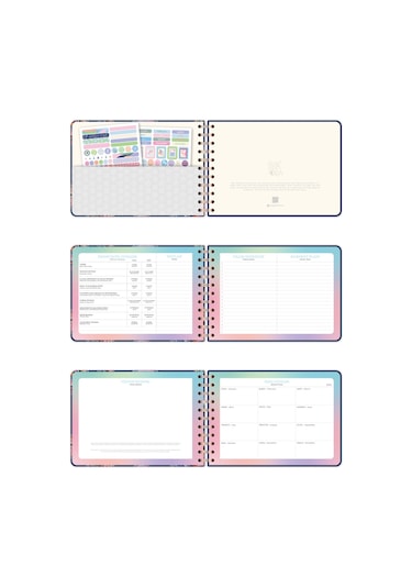 2026 Dikey Haftalık Ajanda Yatay A5 Formda Spiralli Sert Kapak Haftalık Ajanda 21x15 Cm Disco Pembe