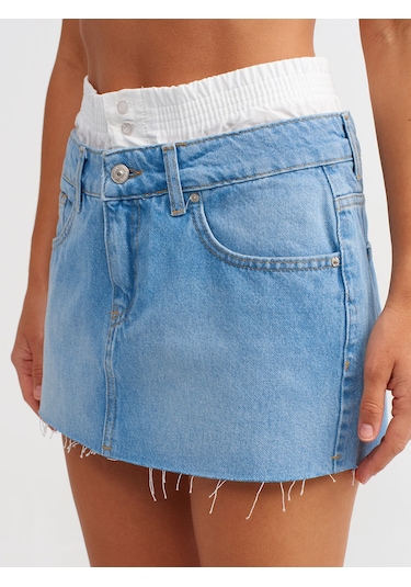 Dilvin Denim Mini Etek Mavi
