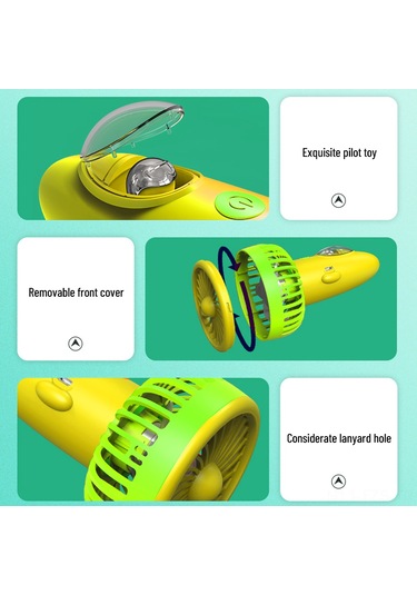 Fosenze F6 Yeşil-sarı Boyutlu Elden Tutulabilir Boyunluklı Fan 3 Hız Ayarı Usb Şarj Edilebilir Ev, Dışarı, Seyahat, Ofis Kullanıma Uygun Taşınabilir Mini Soğutucu