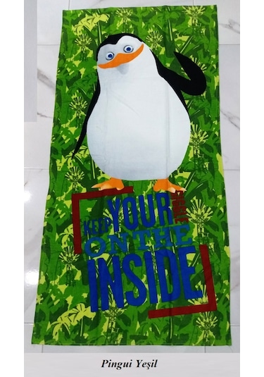 Polo ve Pingui Desenli Plaj Havlusu (Seçenekli)