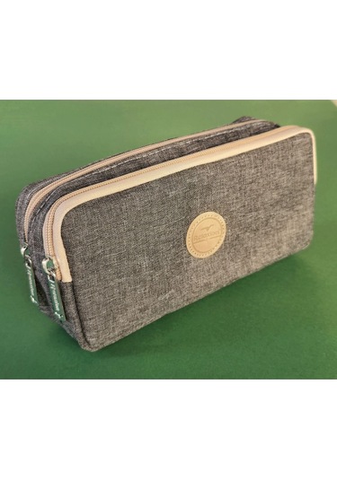 Rlx-147 Keten İki Gözlü Kalemlik Kalem Kutusu Kalemlik Gri Beyaz