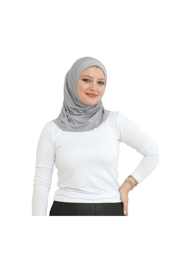 Spor Başörtüsü Kadın Hazır Giyim Türban Viskon Eşarp Şal - Gri Gri