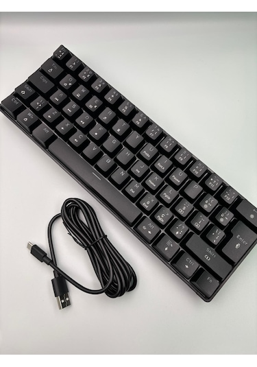 T60 Siyah Renk Mavi Switch Rgb Mekanik Kablolu Driverli Oyuncu Kl