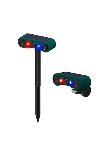 Willowhaven 2024 Güncellenmiş Yeşil Ultrasonik Güneş Enerjili Hayvan Kızılötesi Algılama Alarmı Dış Mekan Hareket Dedektörü 129db Kırmızı Mavi Işık