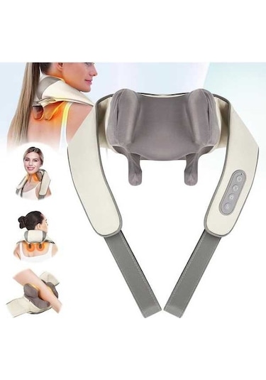Tongxida Şarjlı Ovmalı Isıtmalı Boyun-sırt-bel Omuz-bacak Masaj Aleti Beyaz-gri Beyaz - Gri
