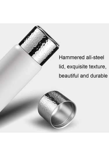 316 Paslanmaz Çelik Çay Filtreli Dövülmüş Kapaklı Termos Kahve Fincanı, Boyut: 430ml Siyah