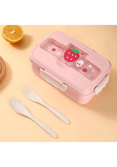 Kırmızı Sevimli Öğle Yemeği Kutusu Çocuklar Kız Erkek Bölmeli Bento Öğle Yemeği Kutusu Okul Çocuk Sızdırmaz Çocuk Gıda Aperatif Kutuları Yeni 2023