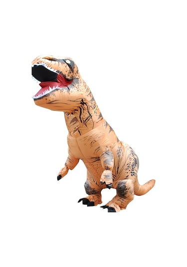 Şişme Dinozor Yetişkin Kostümü Cadılar Bayramı Şişirilmiş Ejderha Kostümleri Parti Karnaval Kostümü Kadınlar Erkekler İçin Kahverengi