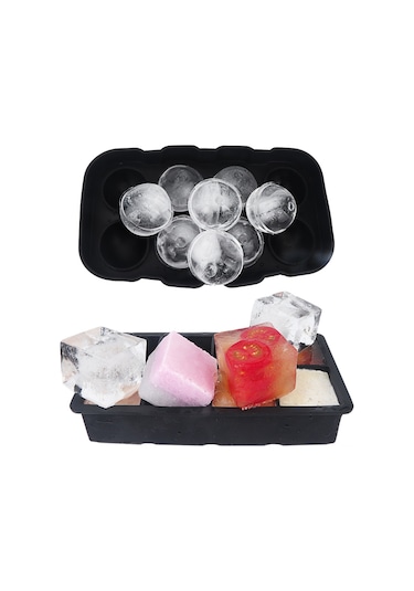 Dofolink Siyah Silikon Buzluk Seti: 8 Yuvarlak + 8 Kare Izgara, Çekirdekli Kapaklı, Esnek, Dondurucuda Organizasyon Sağlar, Kokulara Dayanıklı, Yemek Kalitesi Materyal Çok Renkli