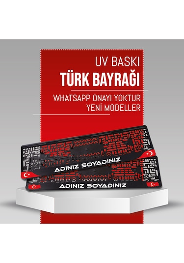 Türk Bayraklı, 2 Adet Premium Uv Baskılı Kişiye Özel Plakalıkhane