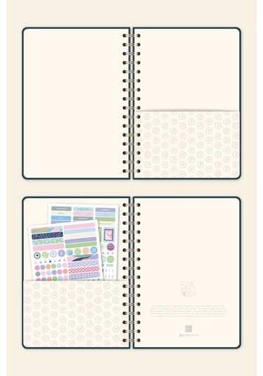 A5 Spiralli Sert Kapak Keten Düz Çizgisiz Tarihsiz Not Defteri Koyu Yeşil Koyu Yeşil