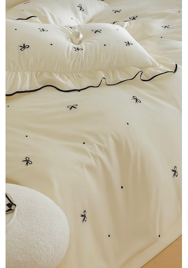 Uçkan Home Soft Elegance %100 Pamuk Çift Kişilik Nevresim Seti Krem--UCZ-000036