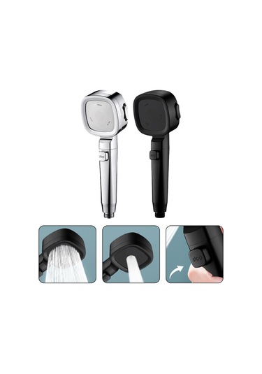 Gümüş Su Tasarruflu Duş Başlığı Anahtarlı 260 100mm Abs Gümüş