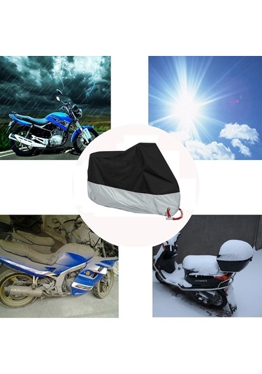 Sones 190t Motosiklet Yağmur Kapakları Toz Geçirmez Yağmur Uv'ye Dayanıklı Toz Önleme Kapakları, Boyut: M Siyah