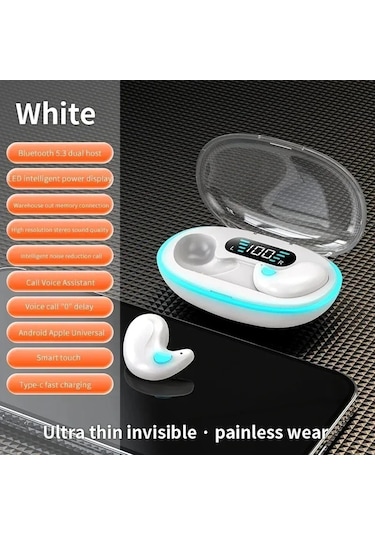 Linchenx55 Mini Bluetooth Kulaklık - Spor, Oyun, Uyku İçin Gürültü Azaltmalı Hıfı Stereo Kulakiçi Kulaklık Whıte