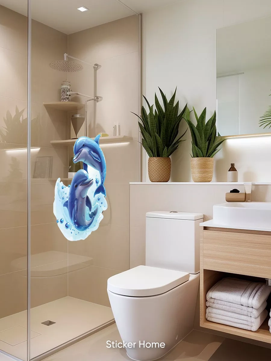 Sticker Home Su Geçirmez Yunus Banyo Çıkartmaları 244521906 Mavi