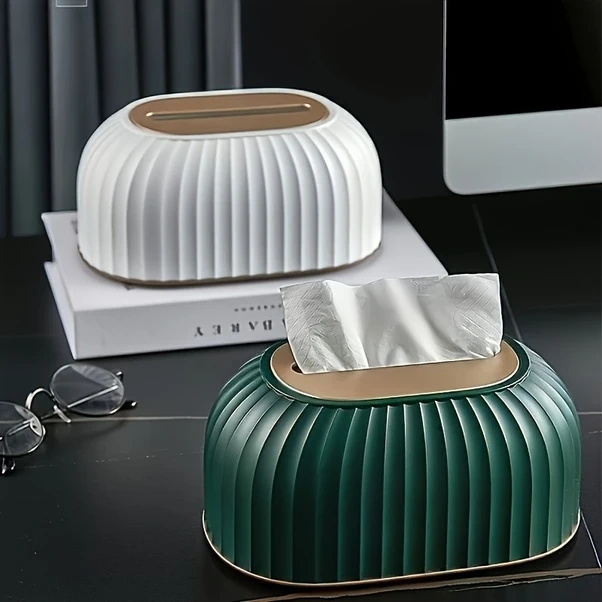 Cordial Yeşil Kutu: Modern Zarif Desenli Plastik Mendil Kutusu, Oturma Odası Ofis Yatak Odası Yeşil Kutu