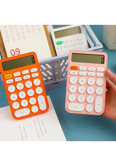 Singree 12 Basamaklı Standart Hesap Makinesi Geniş Masaüstü Ekran Ve Tuşlar Ofis Okul Ev İş Kullanımı Otomatik Uyku Pil Dahil Pembe