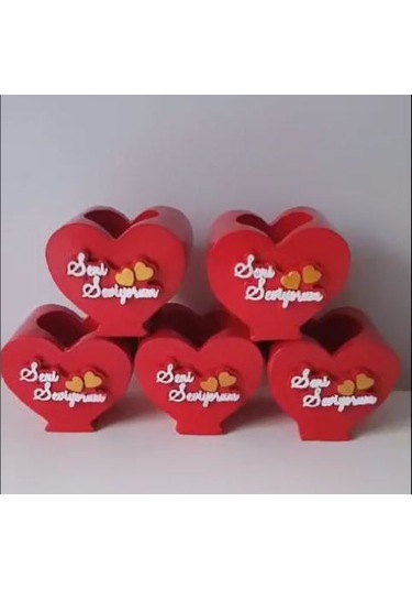 Dekoratif Seni Seviyorum Kalp Saksı