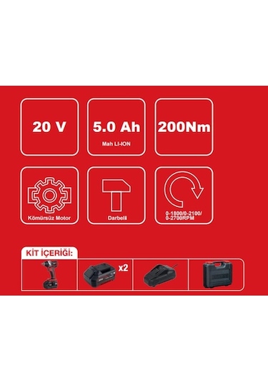 Attlas Pro ATBL 18 ID-502C 20V 5 Ah Akülü Darbeli Vidalama - A0104070