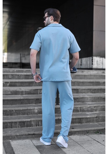 Madmext Mavi Polo Yaka Erkek Alt Üst Takım E7356 Mavi