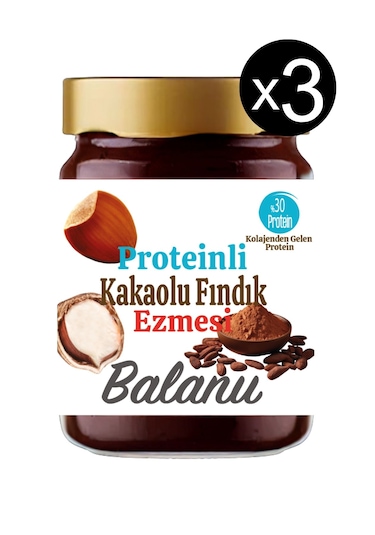 Balanu Proteinli Kakaolu Fındık Ezmesi 280gr X3 Adet