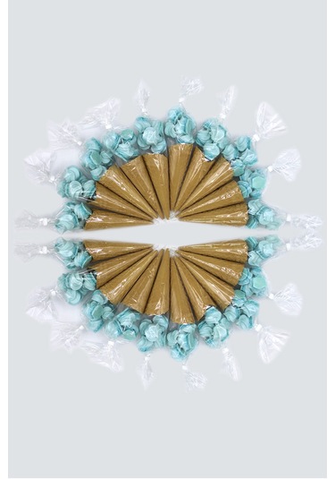 Süt Çocuk Kornet Külah Beze 24 Adet Mavi