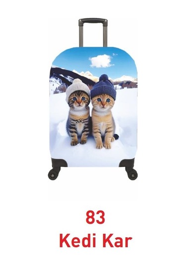 My Saraciye 83 Kedi Kar Valiz Kılıfı, Bavul Kılıfı - Kedi Kar 83 001