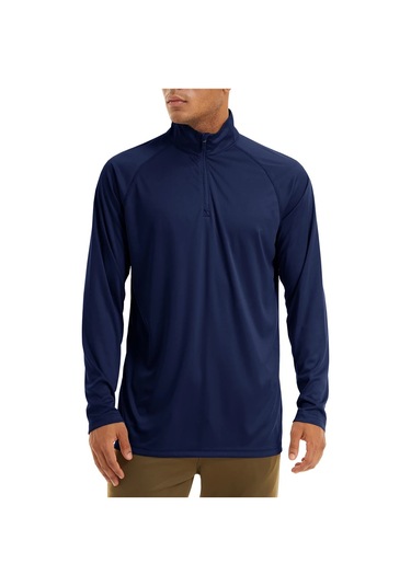 Tacvasen Erkek Anti-uv Güneş Korumalı Uzun Kollu Zip T-shirt Yaz Golf Egzersiz Özbekistanlaciverterkek Lacivert