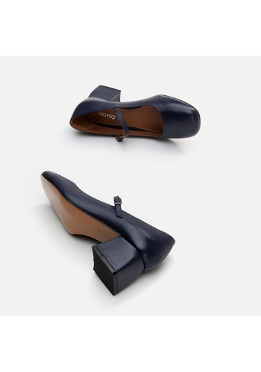 Hotiç Mary Jane Hakiki Deri Lacivert Kadın Kalın Topuk 01ayh291060a680 Lacivert