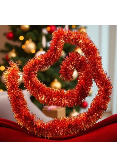 2 Metre Metalik Turuncu Yılbaşı Boyun Simi Turuncu Yumuşak Boyun Garlandı Dekor Turuncu Süsleme Simi