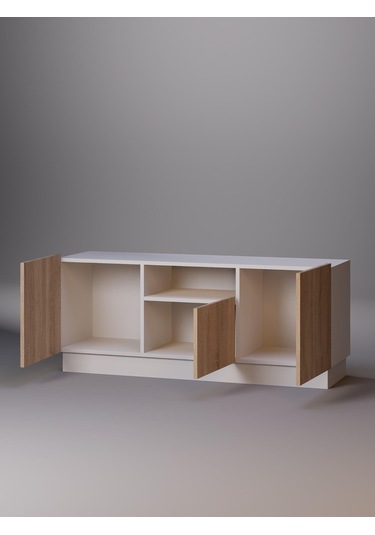 Detamob Lora Tv Ünitesi, Tv Sehpası, Beyaz/sonoma & Karbon Gri/sonoma Beyaz