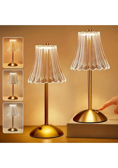 Besthome1 2 Adet Şarjlı Dokunmatik Masa Lambası Altın Renk Yatak Odası Oturma Odası Aydınlatma Altın