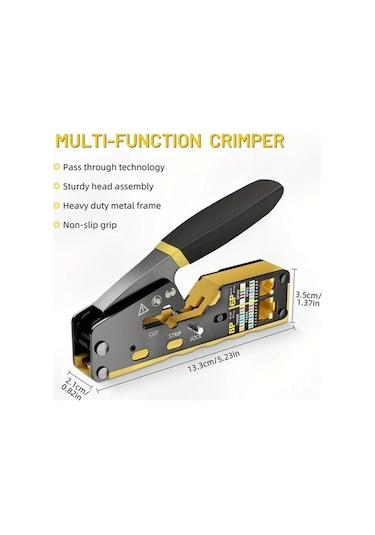 Besthome1 Dream011 Sarı Ethernet Sıkma Aracı Rj45 Cat6 Cat5 Cat5e Modüler Bağlantı Aracı