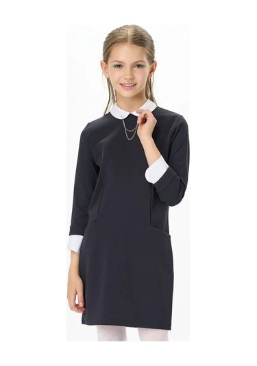 Daniele Patrici Kız Çocuklar İçin Mavi Okul Elbisesi Yakalı 169572869 Mavi