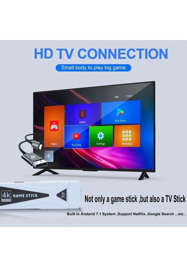 M10 Hdmı 4k Kablosuz Tv Stick 10000+oyun Android Retro Oyun Konsolu