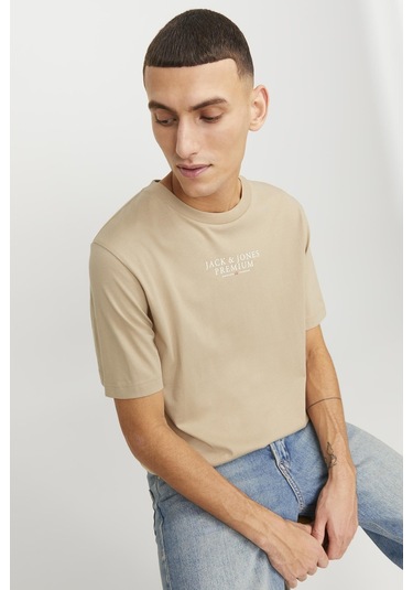 Jack & Jones Erkek T Shirt 12217167 Ekru
