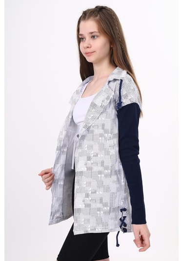 Toontoy Kız Çocuk Komple Baskılı Hırka Beyaz