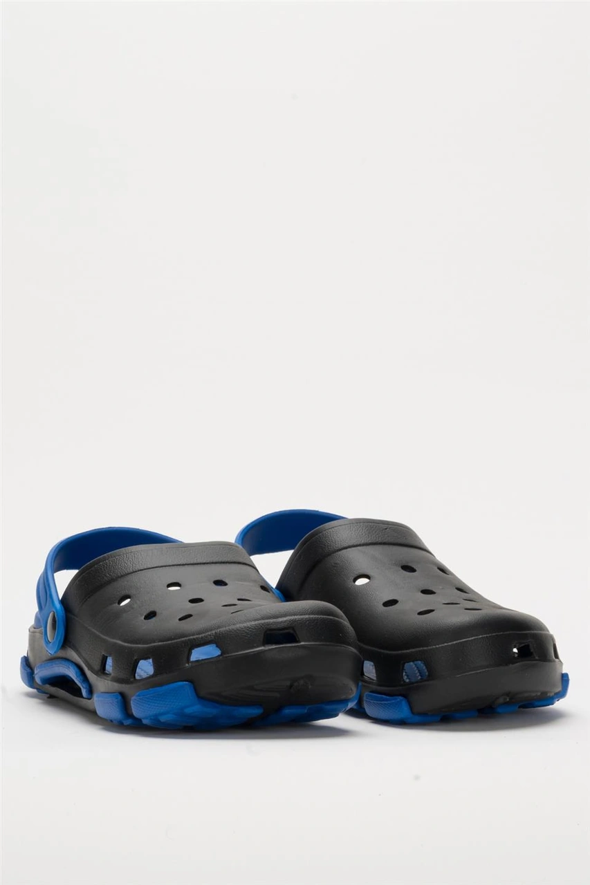 Unisex Çift Tabanlı Ortopedik Hemşire Doktor Aşçı Laboratuvar Deniz Havuz Terliği Sandalet Siyah - Mavi Siyah - Mavi