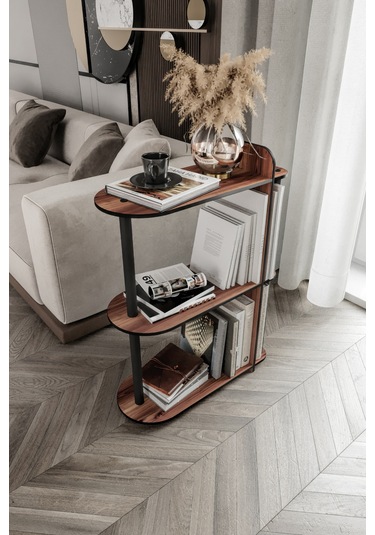 Dekoratif Yan Sehpa Ceviz Ceviz