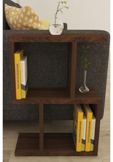 Moonlife Kitaplıklı Yan Sehpa Ceviz