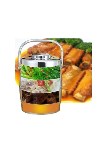 Novahub Çift Katmanlı Vakum Kutu, 2.4l Piknik Tencere, Paslanmaz Çelik, Isı Yalıtım, Gümüş Renk Gümüş